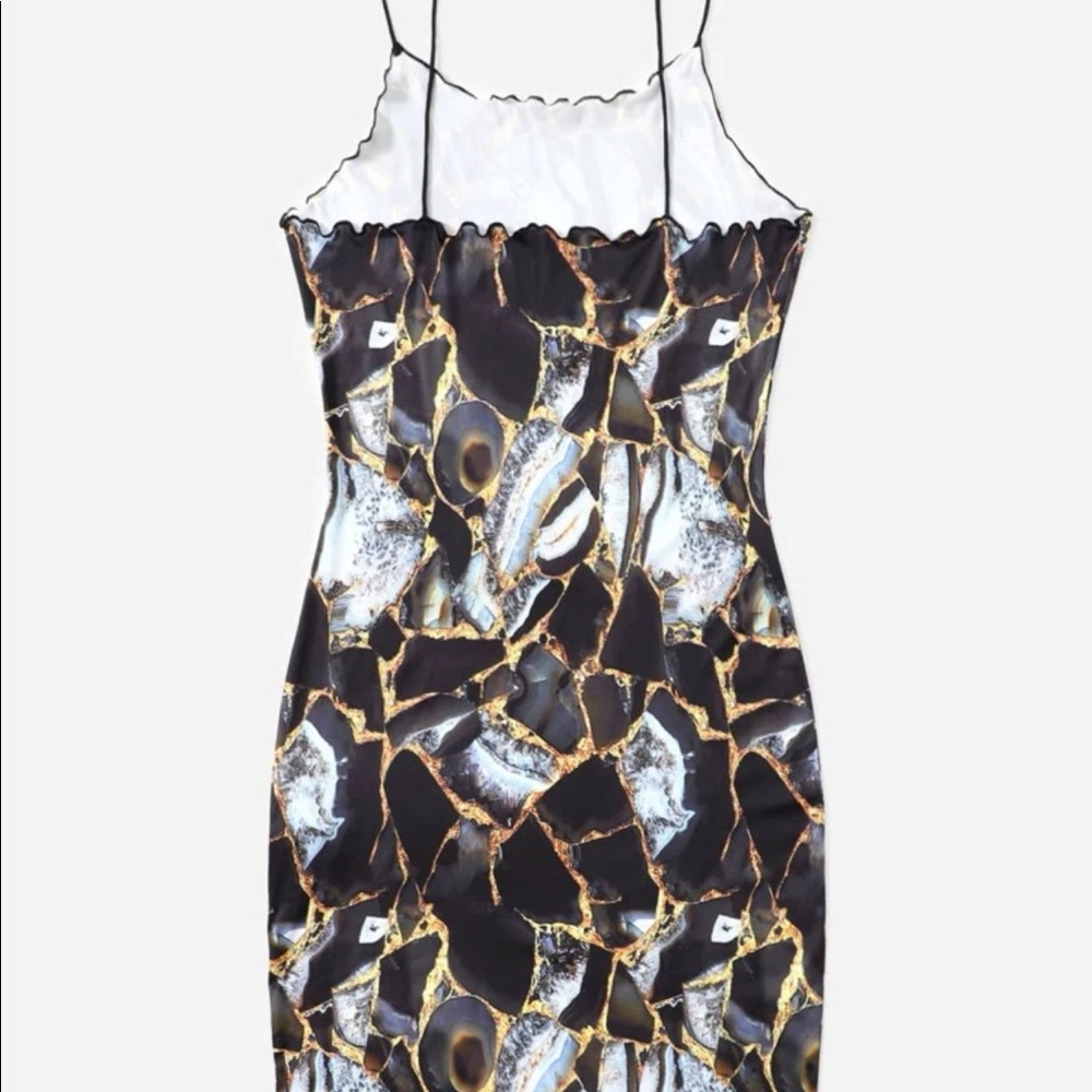 Shein Plus Marble print lettuce dress